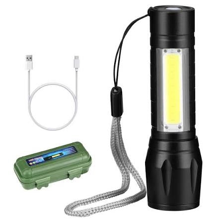 Mini Powerful 2-Way LED USB Rechargeable Flashlight Torch Metal & Plastic SWAT