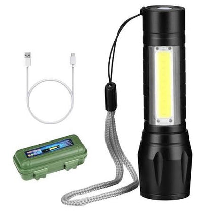 Mini Powerful 2-Way LED USB Rechargeable Flashlight Torch Metal & Plastic SWAT