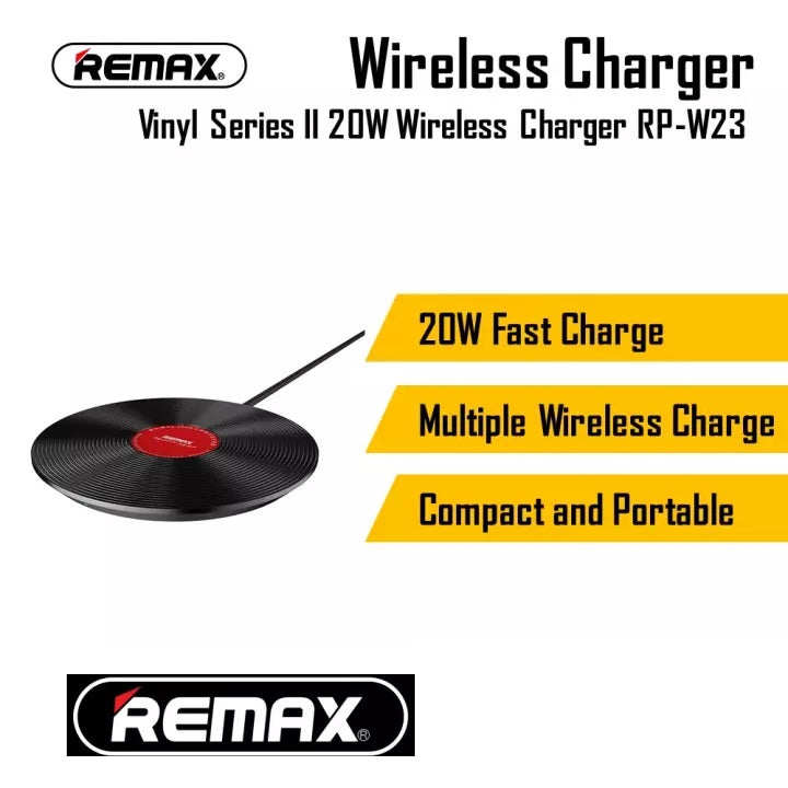 Genine Remax RP-W23 Vinyl Series 20W Fast Charge Wireless Charger Pad