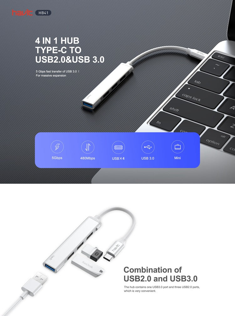 Havit HB41 Type-c Hub 4 in 1