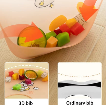 Durable Silicone Bib for Babies – Cute Unisex Designs, Lightweight with Secure Snaps, Easy-Clean