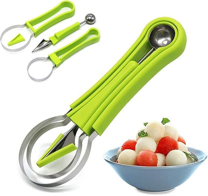 4 In 1 Fruit Carving Tools Knife Kit, Professional Stainless Steel Melon Baller Scoop Set