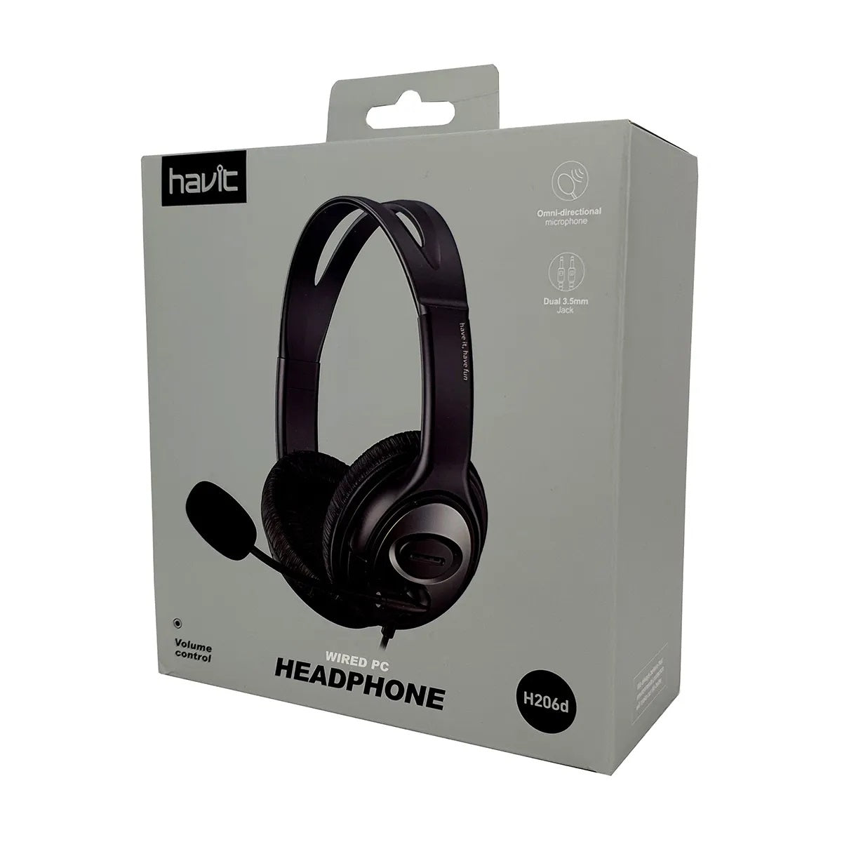Havit H206d Double Plug 3.5mm Stereo With Mic Headphone