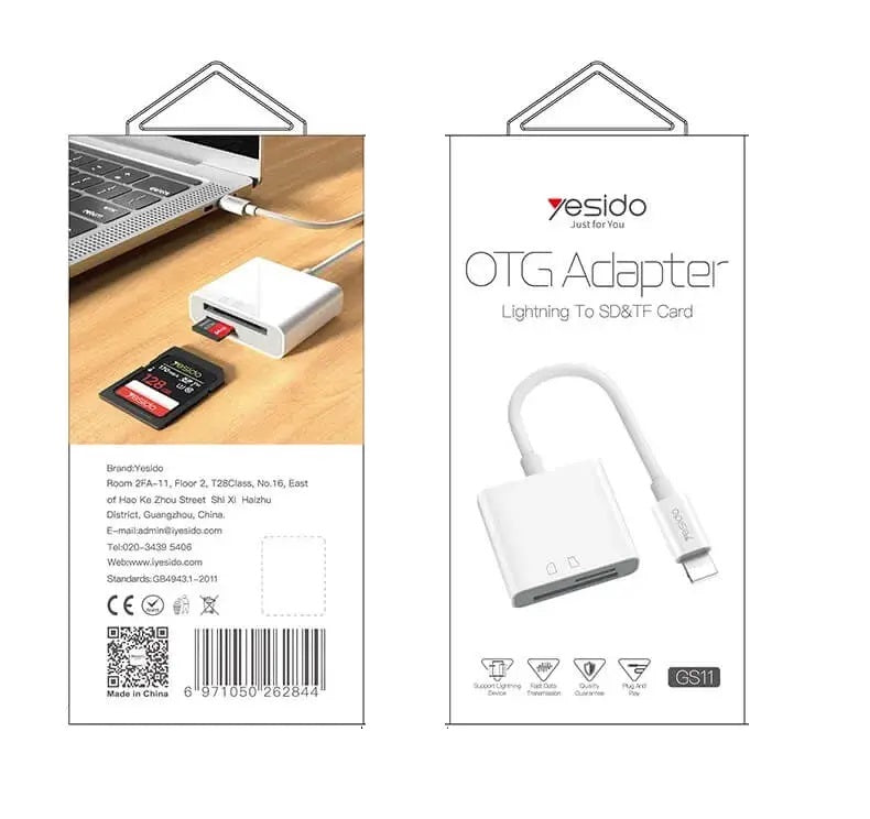 YESIDO GS11 Lightning to SD & TF Card OTG Adapter 2 in 1