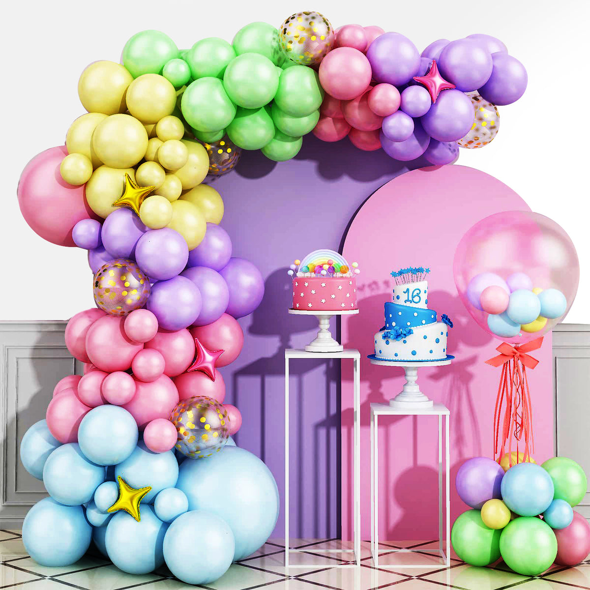FREE 12 PCS 3D BUTTERFLY WITH Complete Set 91-Piece Premium Blue Balloon Garland Kit for Party Decoration, Unisex Balloon Arch Set for All Ages