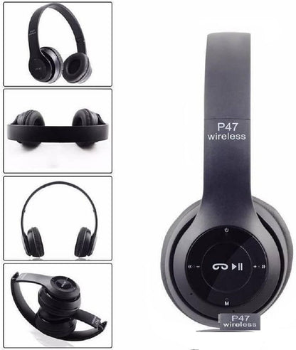 P47 Wireless Bluetooth 5.0 Headset | Foldable HiFi Stereo Bass Over-Ear Headphones with Mic