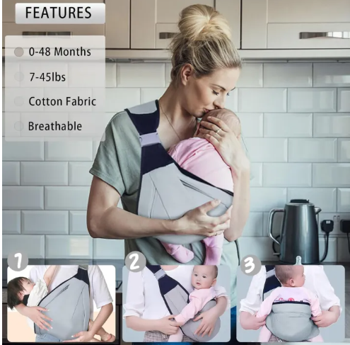 Adjustable Ergonomic Baby Sling & Hip Carrier: Portable Half-Wrapped Carrier Strap for Newborns