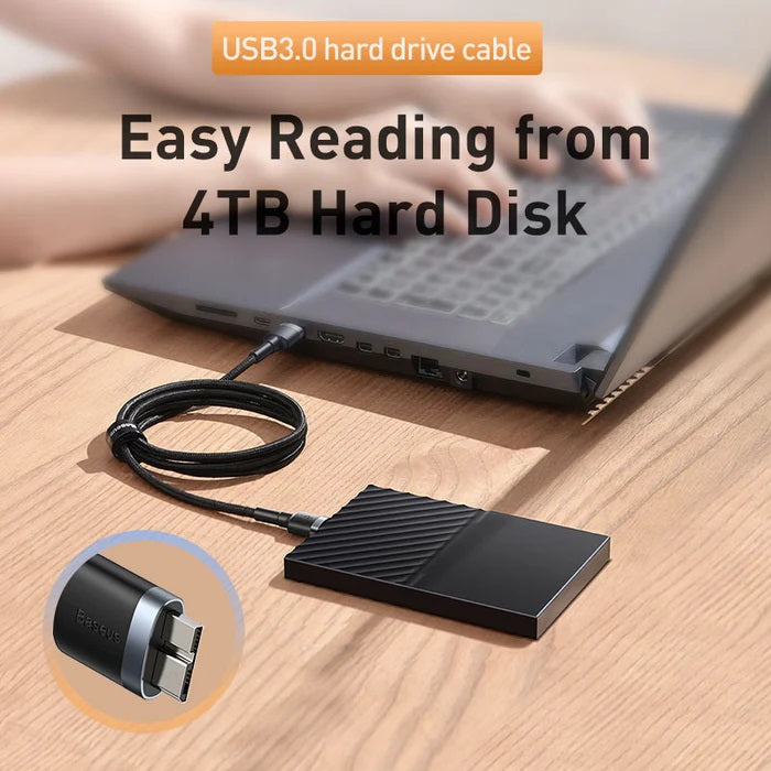 Baseus Cafule Converter Cable USB 3.0 Male To Micro-B 1M - Dark Grey (CADKLF-D0G)