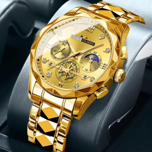 LOUIS CLARKE Men's Multifunction Quartz Watch - 6-Hand Chronograph Style