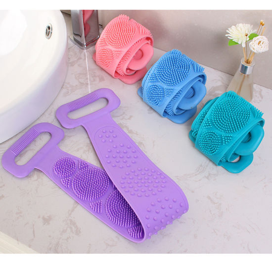 Silicone Back Scrubber Bath Shower Silicone Body Massage Brush Silicone Bath Towel Exfoliating Body Brush Belt Cleaning Shower Strap / Double-Sided Washing Towel Scrubber