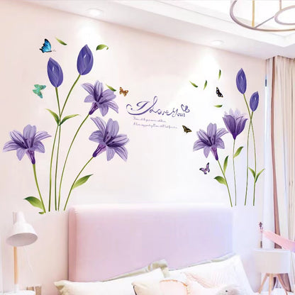 Lavender purple dream flower Beautiful Home Decoration animals tree bridge baby children cartoon bedroom room decor wall stickers removable kids nursery decal sticker Wall Decoration Stickers wall deco