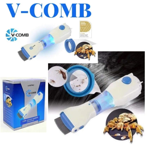 Electric V-Comb Head Lice Vacuum Comb with Nit Egg Remover for Kids & Adults