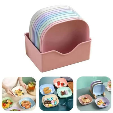 10 Piece Plastic Plates Set with Holder