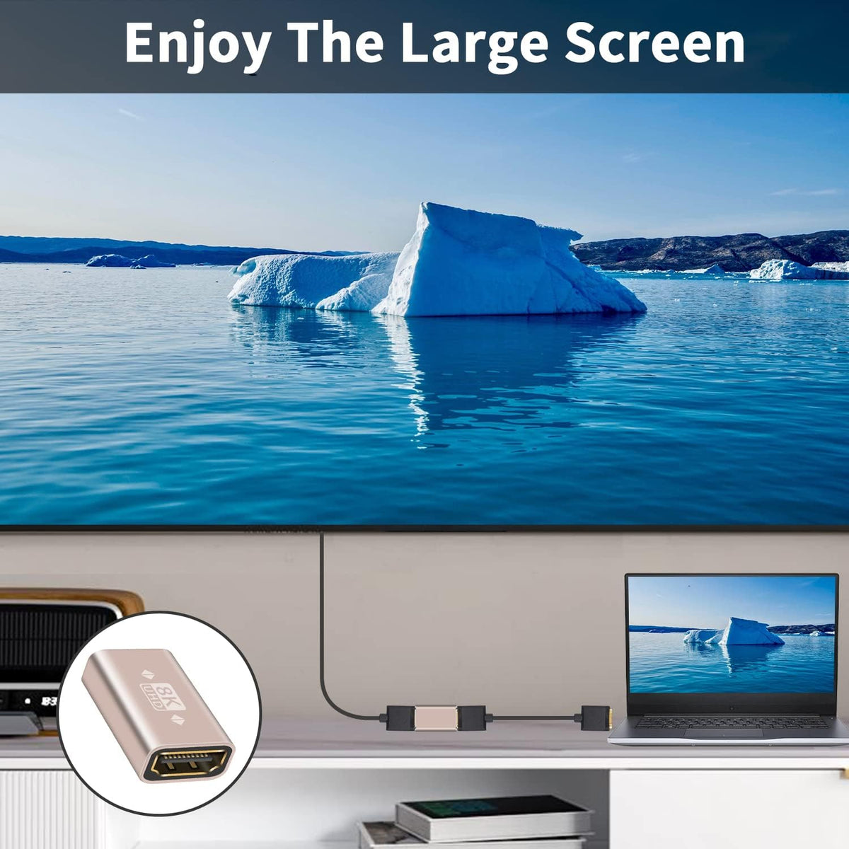 8K HDMI female to female Adapter, HDMI 2.1 to HDMI Connector Extender Gold Plated HDMI Connector Support 8K/4K@60Hz UHD, 3D, HDR, ARC for Laptop, PC, Monitor, Projector