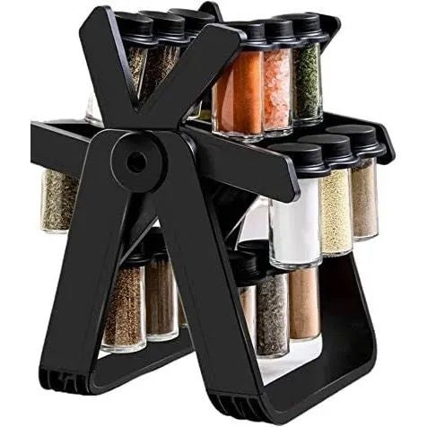 Rotating Spice Rack 18 Jars and Kitchen Labels Spinning Spice Rack Jar Organizer