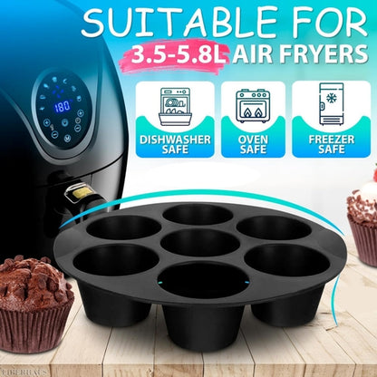 7 Inch Silicone Muffin Pan Cupcake Cups,7 Cup Air Fryer Silicone Cupcake Air Fryer Accessories