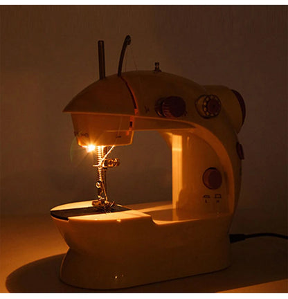 Mini Portable Sewing Machine Portable Electric Sewing Machines with Light and Speed Control for Beginner DIY Home Sewing Accessories