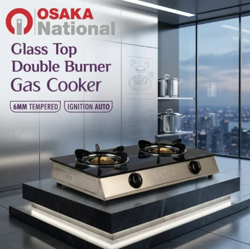 Glass Top Gas Cooker Double Burner