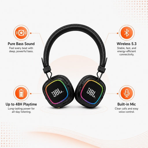 JBL Wireless ANC Headphones – Pure Bass Stereo, Bluetooth, Noise Cancelling, Hands-Free Calls, 48H