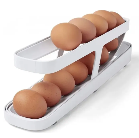 4-Tier Automatic Rolling Egg Dispenser | 30-Egg Refrigerator Storage Rack Tray