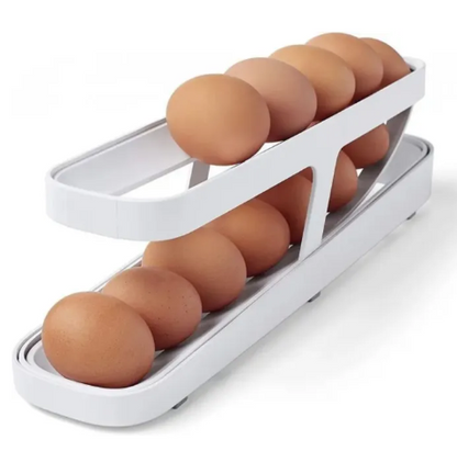 4-Tier Automatic Rolling Egg Dispenser | 30-Egg Refrigerator Storage Rack Tray