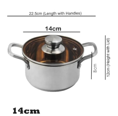 Stainless Steel Thickened Cooking Pot /Soup Pot with Glass Lid for Kitchen 3 Sizes