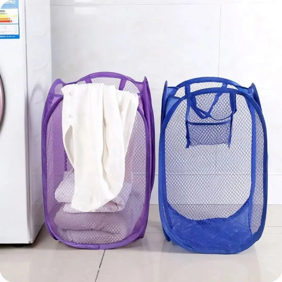 Foldable Mesh Laundry Basket Bag | Portable Storage Hamper for Clothes & Toys