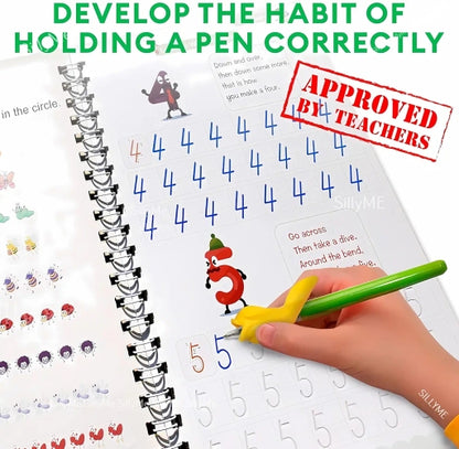 Kids Magic Practice Writing Books | Alphabet, Numbers, Math & Drawing | 4-in-1 Set