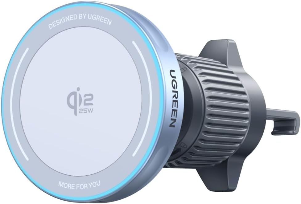 UGREEN 25W MagFlow Wireless Car Charger, MagSafe Qi2 Certified Fast Charging Cradle Mount for iPhone 17/16/15/14/13/12 Series