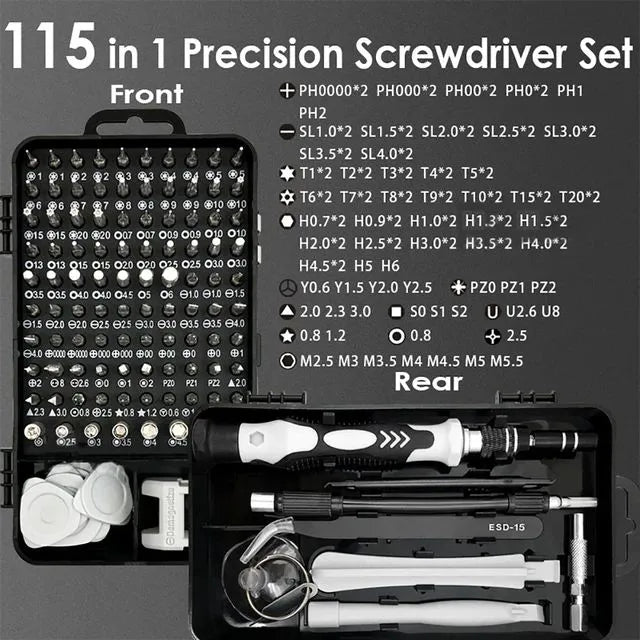 115-In-1 Precision Screwdriver Set | Magnetic Electronics Repair Kit for PC, Phone & Watch