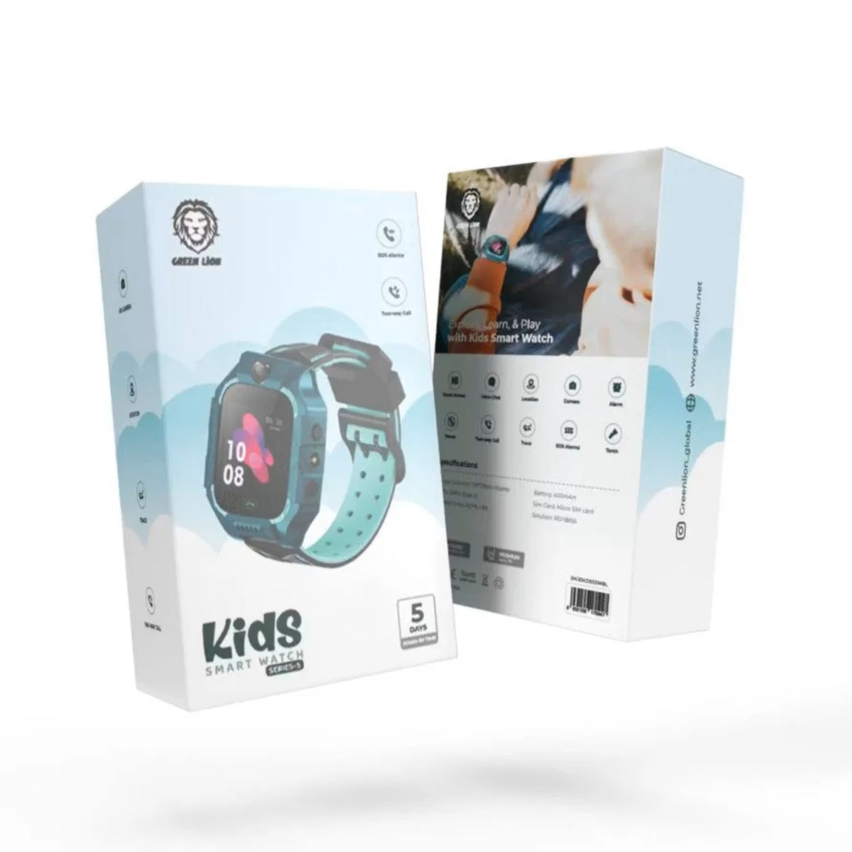 Green Lion 2G Kids Smart Watch Series 5 with SOS Alarms, Two-Way Calling, 5 Days Stand-By Time, 1.44" Screen Size, 128 × 128 Resolution, Location & Trace Monitor