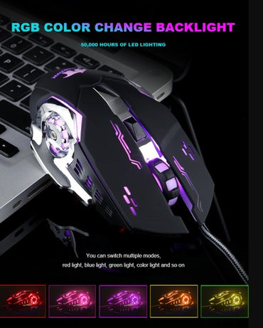 BAJEAL G8 Gaming Mouse DPI Adjustable LED RGB Wired USB 3200DPI Mouse