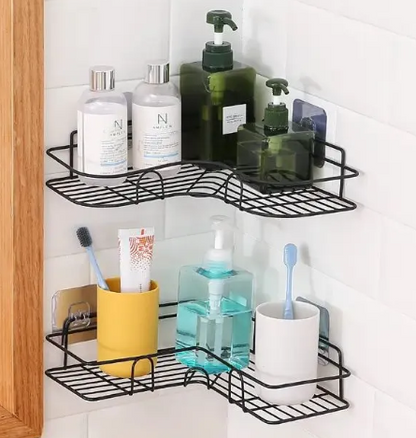 Bathroom Kitchen Tripod Adhesive Corner Shower Caddy Wall Hanging Bath Organizer