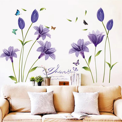 Lavender purple dream flower Beautiful Home Decoration animals tree bridge baby children cartoon bedroom room decor wall stickers removable kids nursery decal sticker Wall Decoration Stickers wall deco