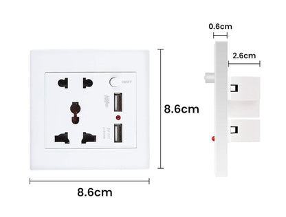 2.1A 2 USB Wall Socket Charger Power Panel Dual High Speed Wall Mount Charger USB Outlet Power Strip