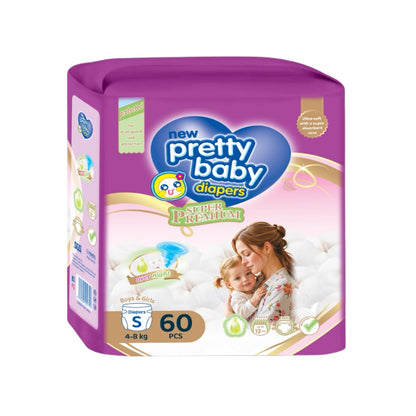 Pretty Baby S - CUT Diapers | the Perfect Fit Diapers | S 60 Pcs