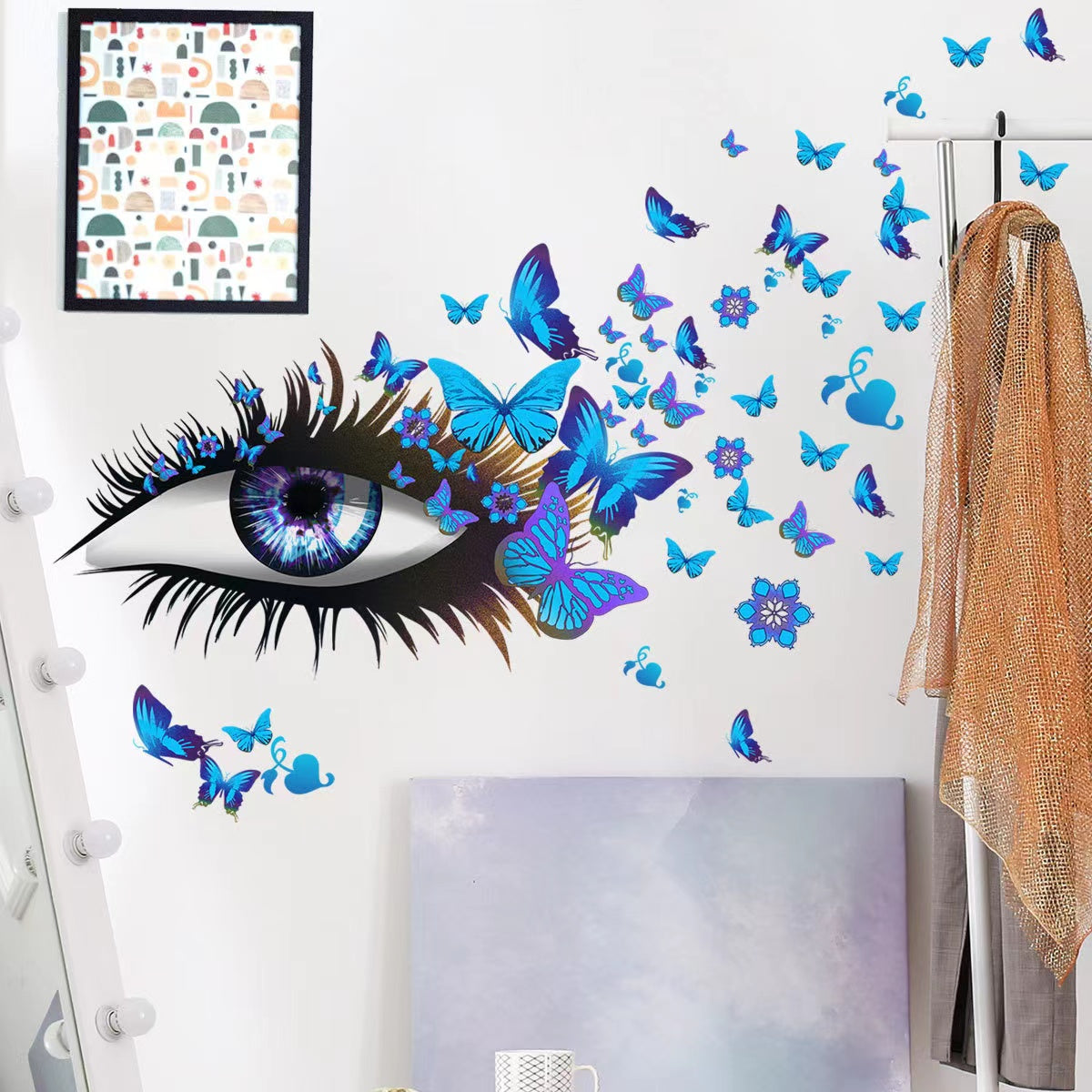 Blue Butterflies Eye Home Decoration animals tree bridge baby children bedroom room decor wall stickers removable kids nursery decal Mirror Dear Wall Decoration Stickers wall deco