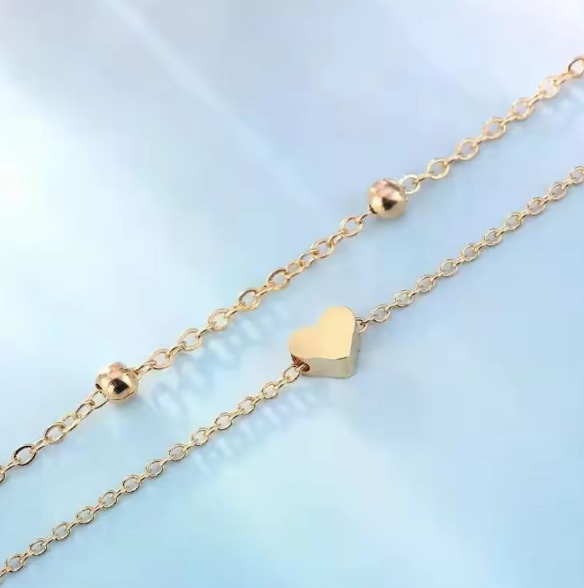 1Pcs Mini Love Heart Thin Chain Anklet Set Simple Minimalist Ankle Bracelet for Women