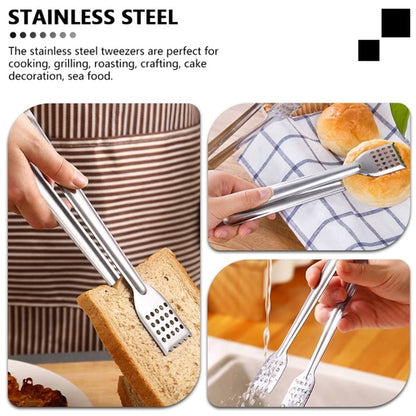 11 Inches-Stainless Steel BBQ Food Tongs Bread Clip Pastry Clamp Barbecue Kitchen Tongs 1, 2 Pcs