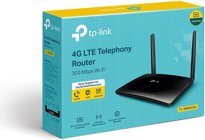 TP-Link TL-MR6500v N300 4G LTE Telephony WiFi Router, 4G Router with SIM Slot Unlocked, Speeds up to 300 Mbps, VoLTE/CSFB/VoI