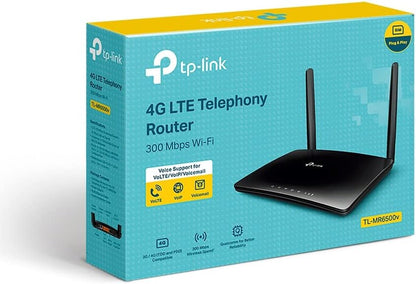 TP-Link TL-MR6500v N300 4G LTE Telephony WiFi Router, 4G Router with SIM Slot Unlocked, Speeds up to 300 Mbps, VoLTE/CSFB/VoI