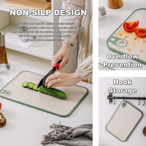 Cutting Board for Kitchen,Wheat Straw Cutting Board Set of 3,Easy Grip Handle,Thick Chopping Board