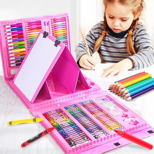 208PCS/168PCS Kids Painting Drawing Art Set with Crayons Oil Pastels Watercolor Markers Colored