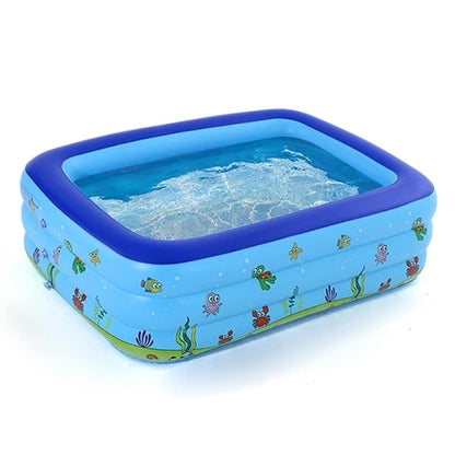 3 Layer Extra Large Rectangular Inflatable Family Swimming Pool Indoor Outdoor with Manual Pump