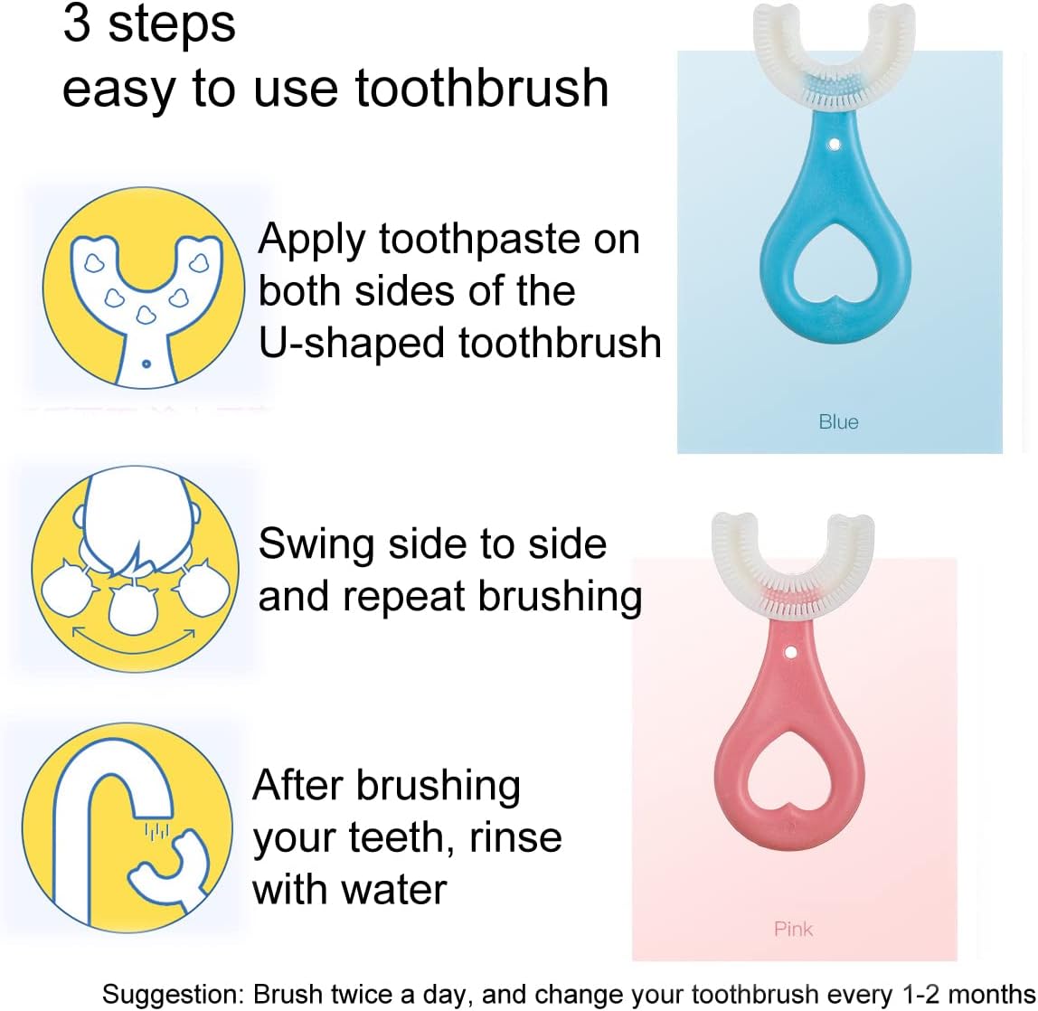 U-Shape Silicone Kids Toothbrush with Heart Shape
