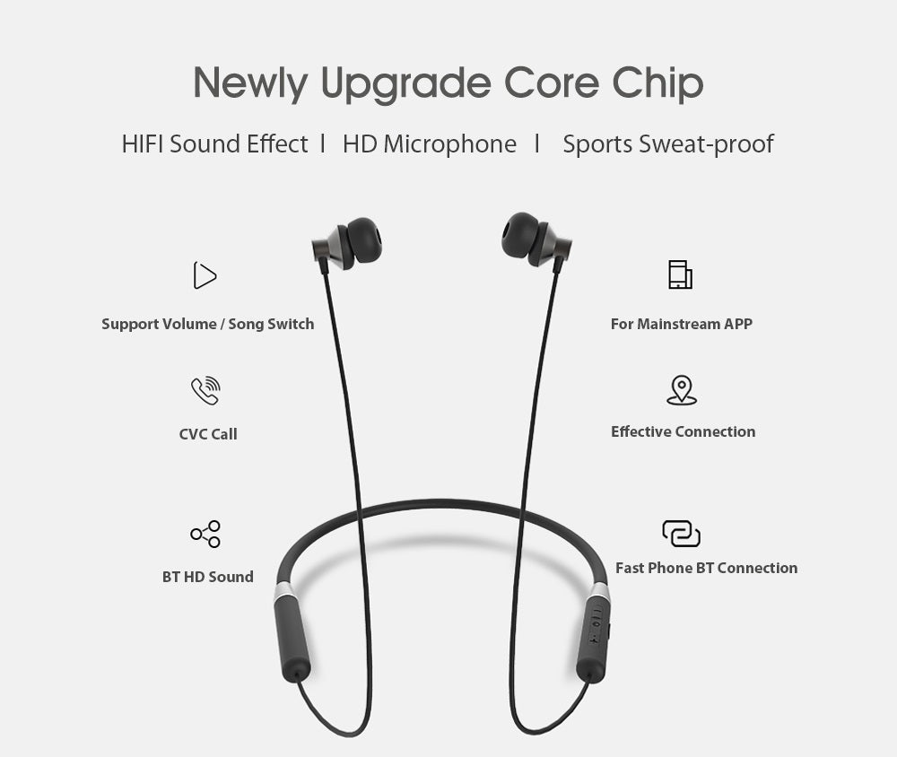 Lenovo HE05 Wireless Bluetooth 5.0 in-Ear Neckband Earphones with Mic