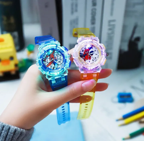Disney Kids Flashing Light Watch - Spiderman Hulk Avengers Cartoon Toy Wristwatch