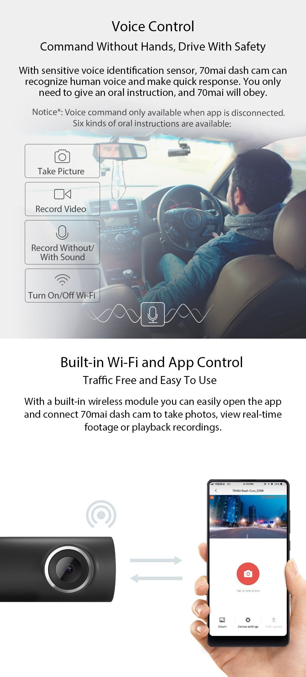 Xiaomi 70mai Smart DVR Dash Cam 1S - 1080p
