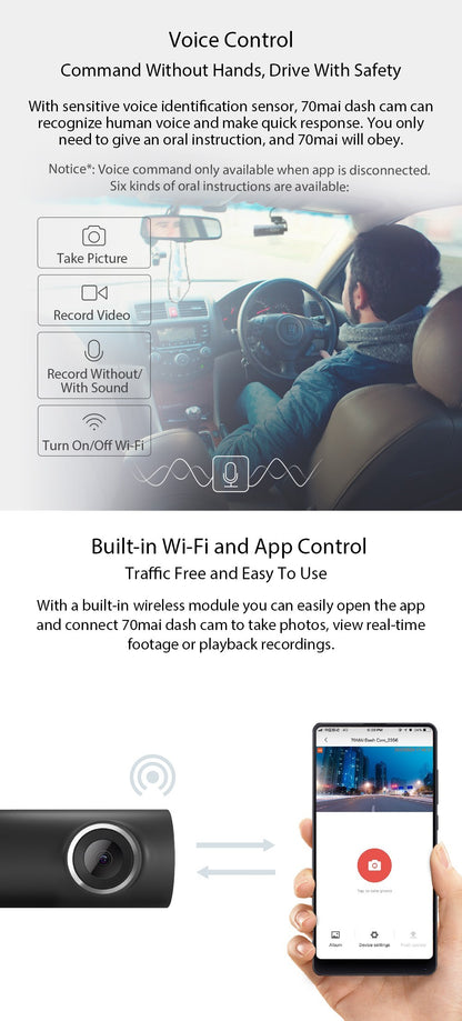 Xiaomi 70mai Smart DVR Dash Cam 1S - 1080p