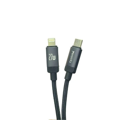 Yesido 27W Type-C to Lightning 8 Pin Aluminum Alloy Data Cable,